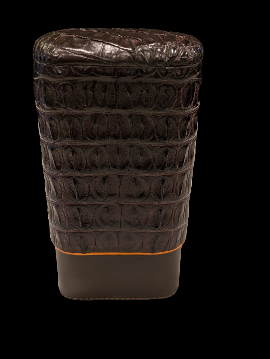 Genuine Caiman Tobacco & Racing Orange Case
