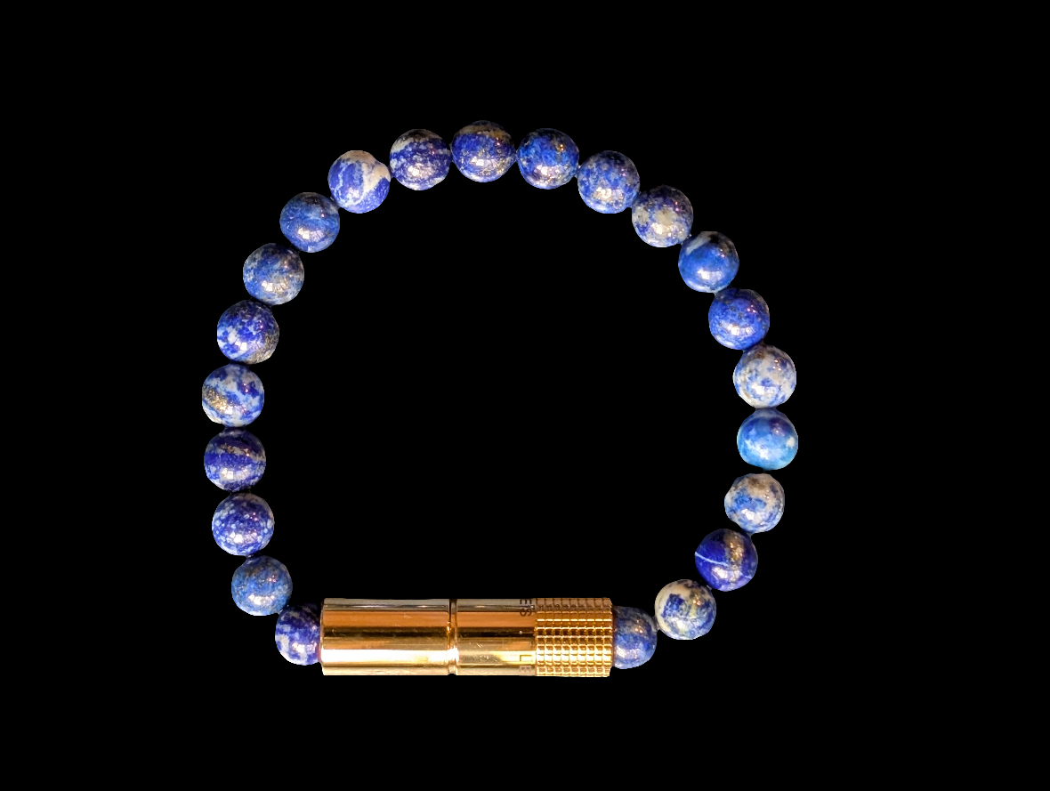 Punch Bracelet Gold Lapis Lazuli - Medium
