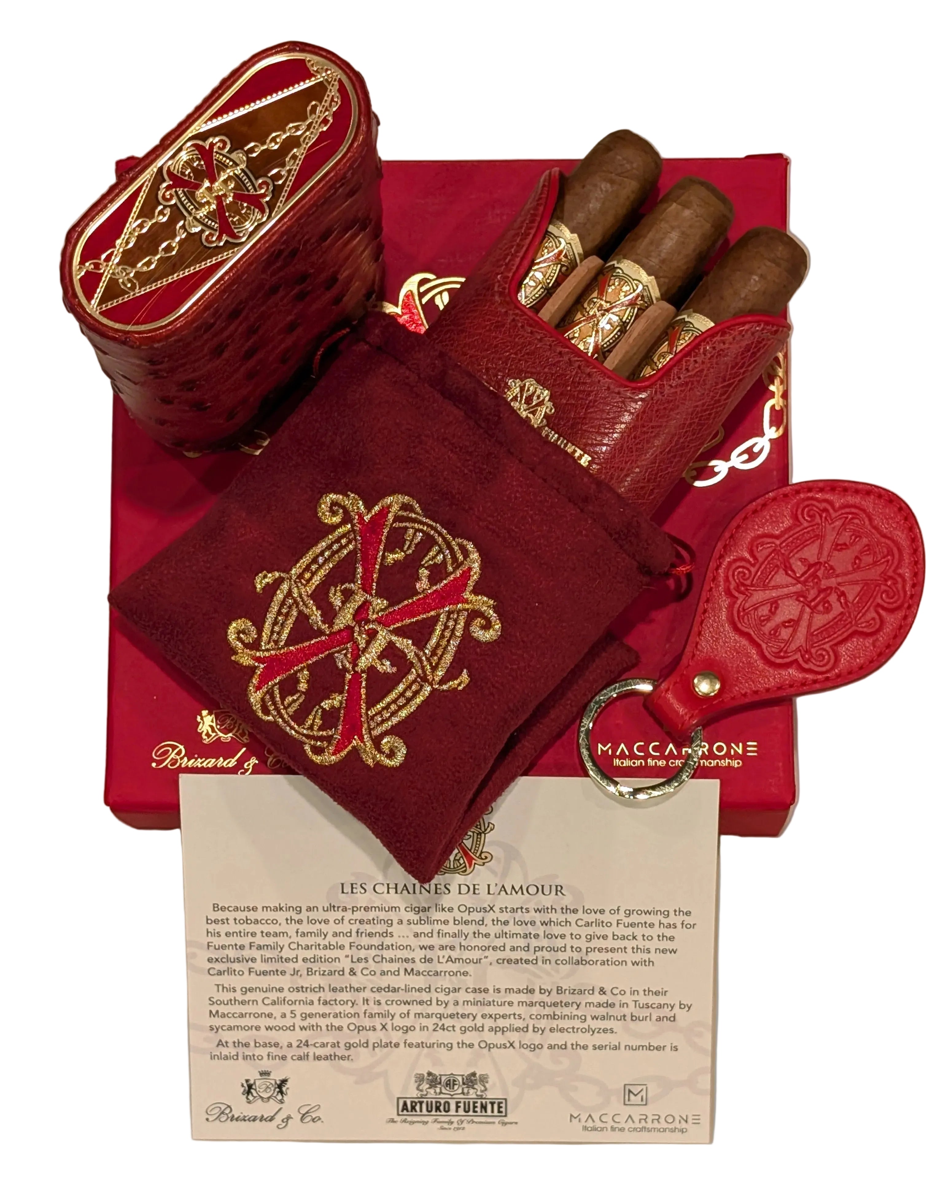 Les Chaines De L'amour Red Ostrich Cigar Case