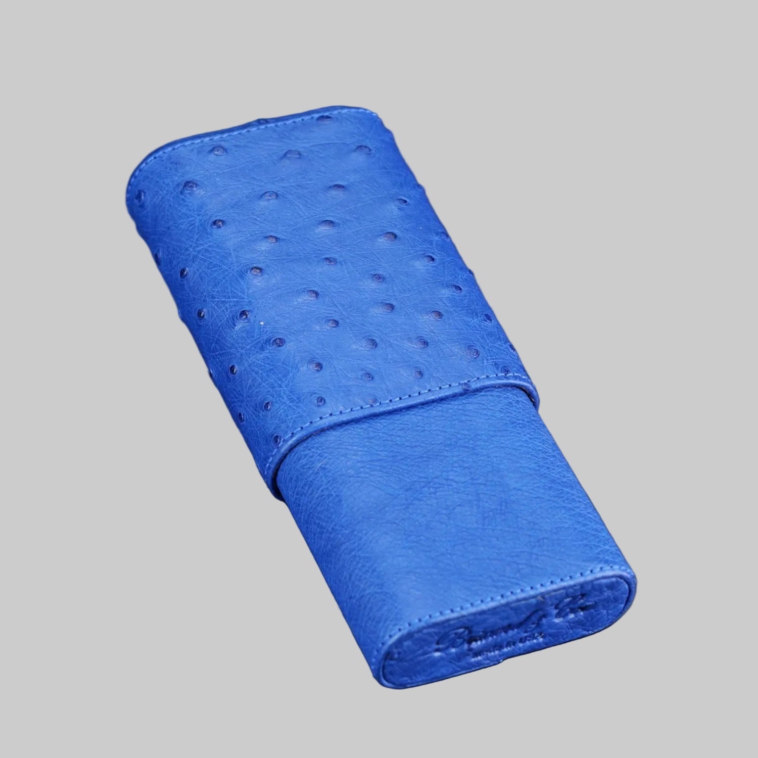 Genuine Ostrich Blue Cigar Case