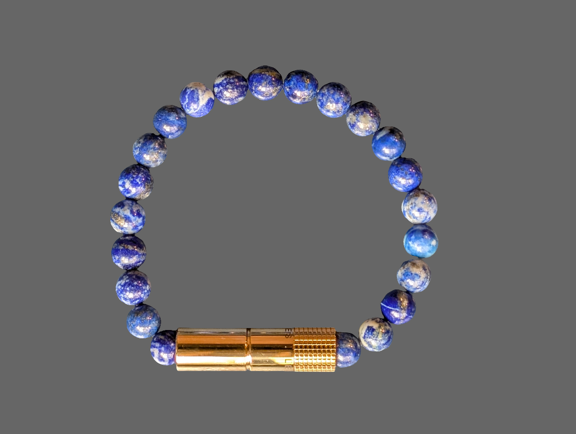 Punch Bracelet Gold Lapis Lazuli - Medium