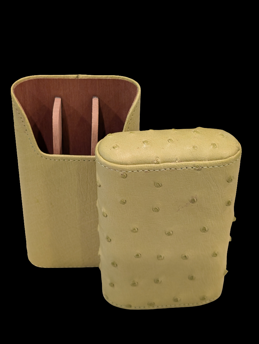 Genuine Ostrich Matcha Green Cigar Case
