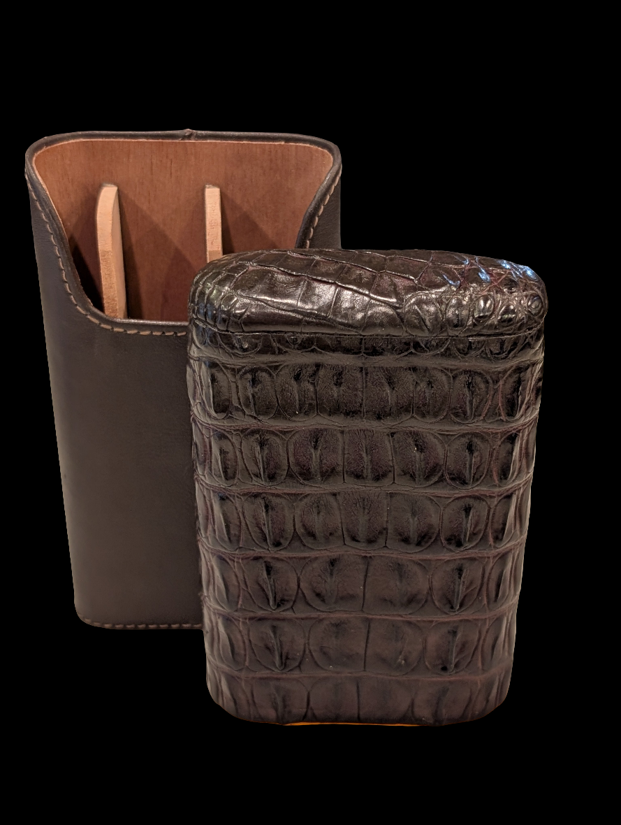 Genuine Caiman Tobacco & Racing Orange Case