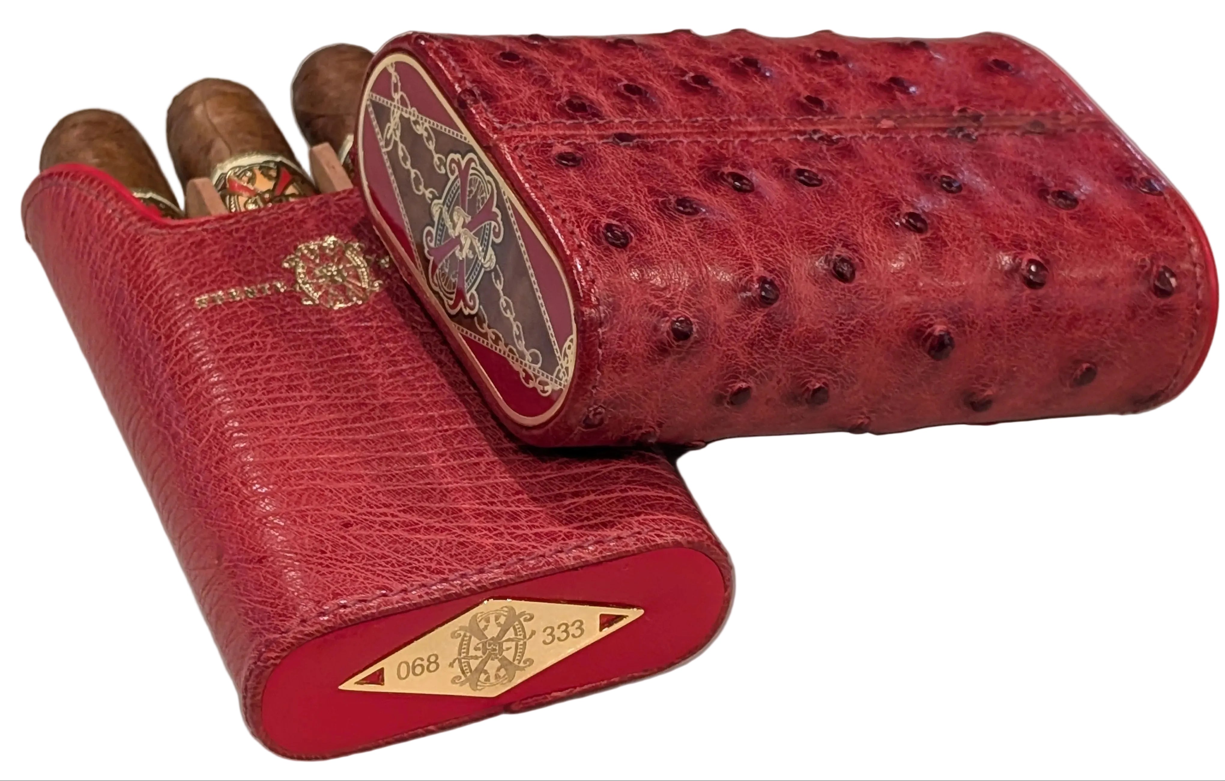 Les Chaines De L'amour Red Ostrich Cigar Case