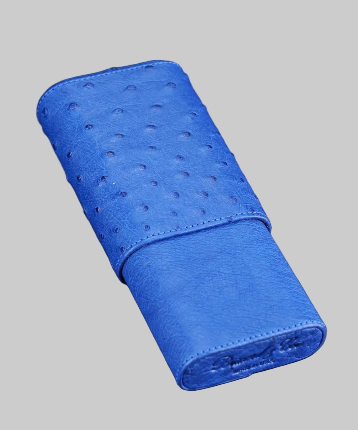 Genuine Ostrich Blue Cigar Case
