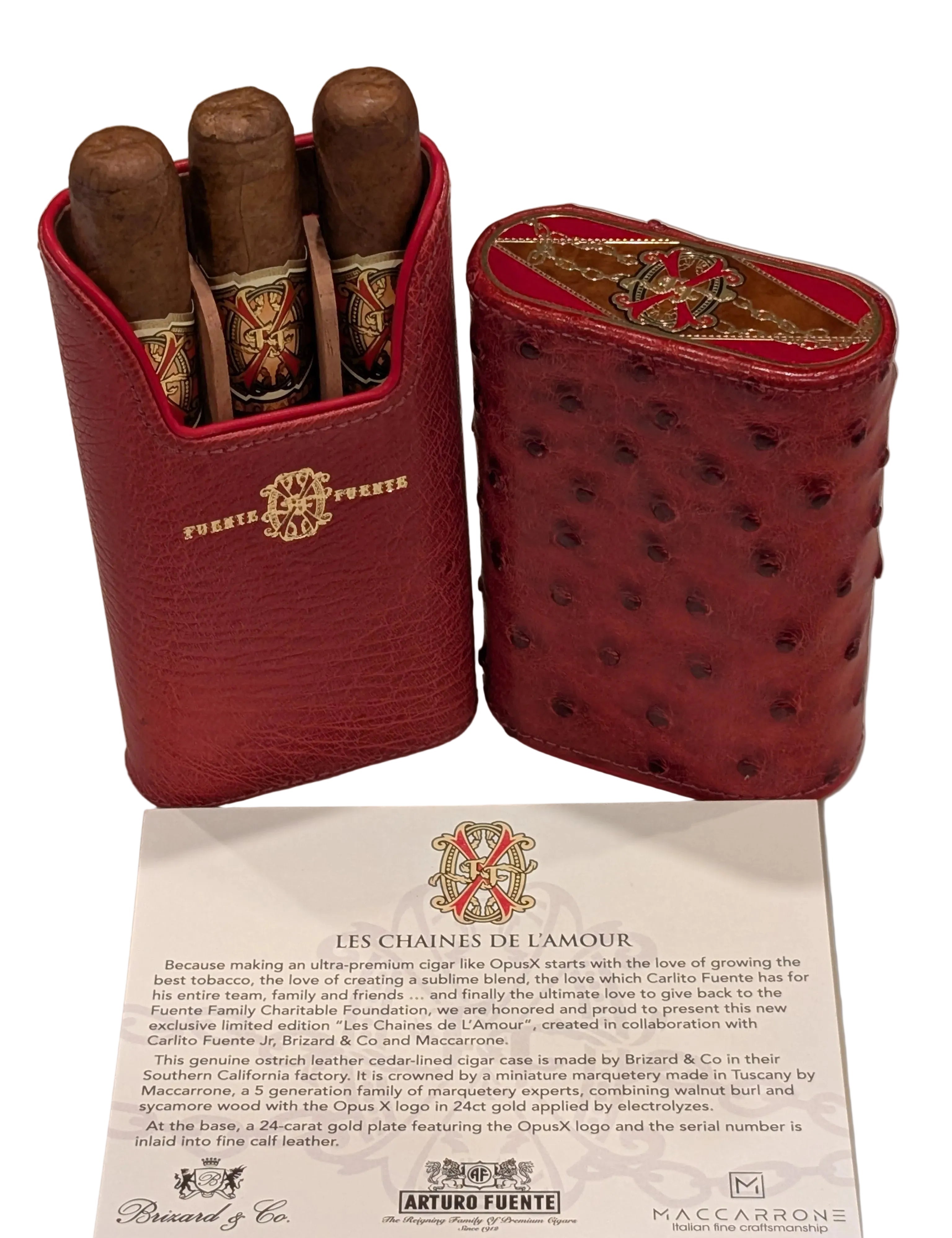 Les Chaines De L'amour Red Ostrich Cigar Case